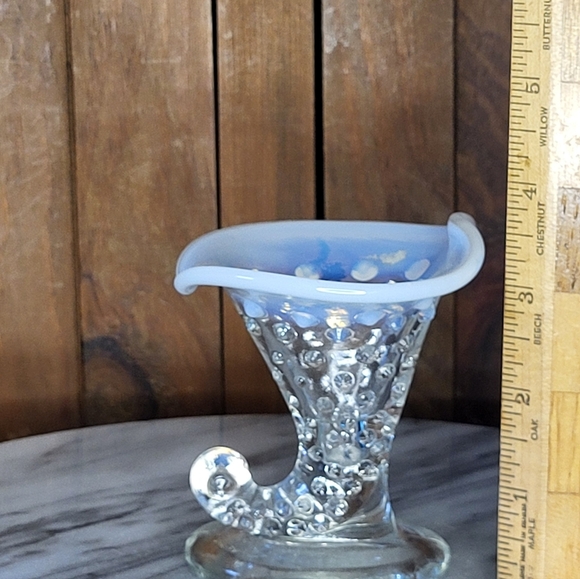 Fenton Blue and Clear Glass Vase - Picture 3 of 12
